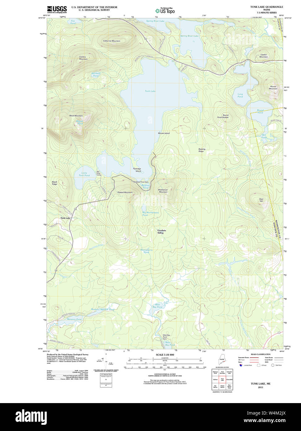 Maine USGS Historical Map Tunk Lake 20110909 TM Restoration Stock Photo Alamy
