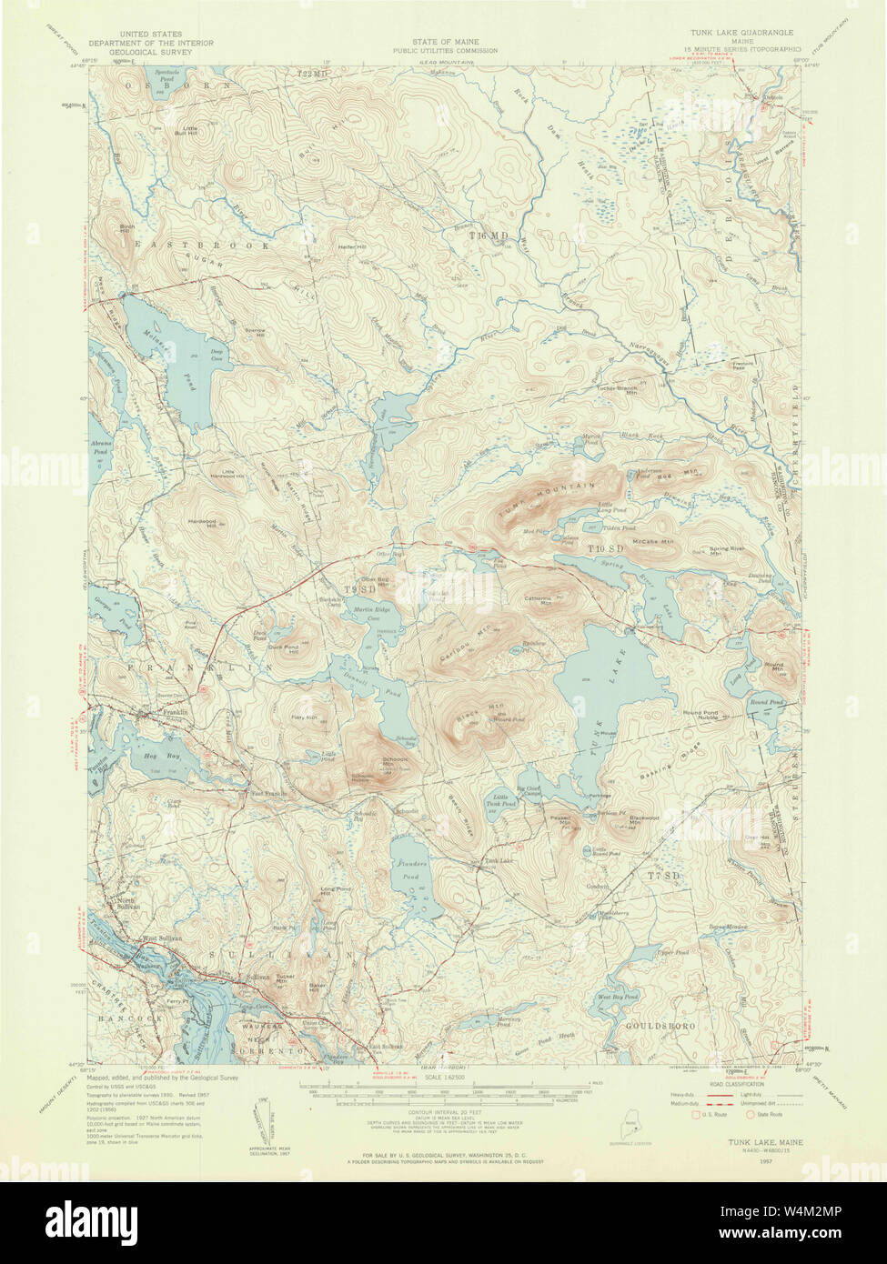 Maine USGS Historical Map Tunk Lake 306820 1957 62500 Restoration Stock Photo Alamy