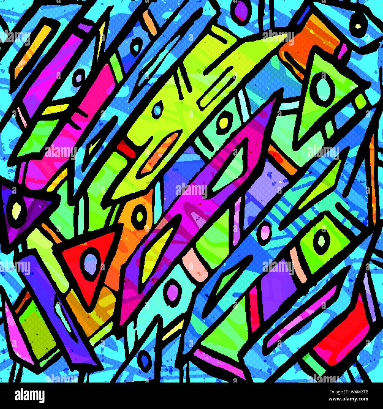 abstract geometric objects graffiti grunge effect Stock Vector