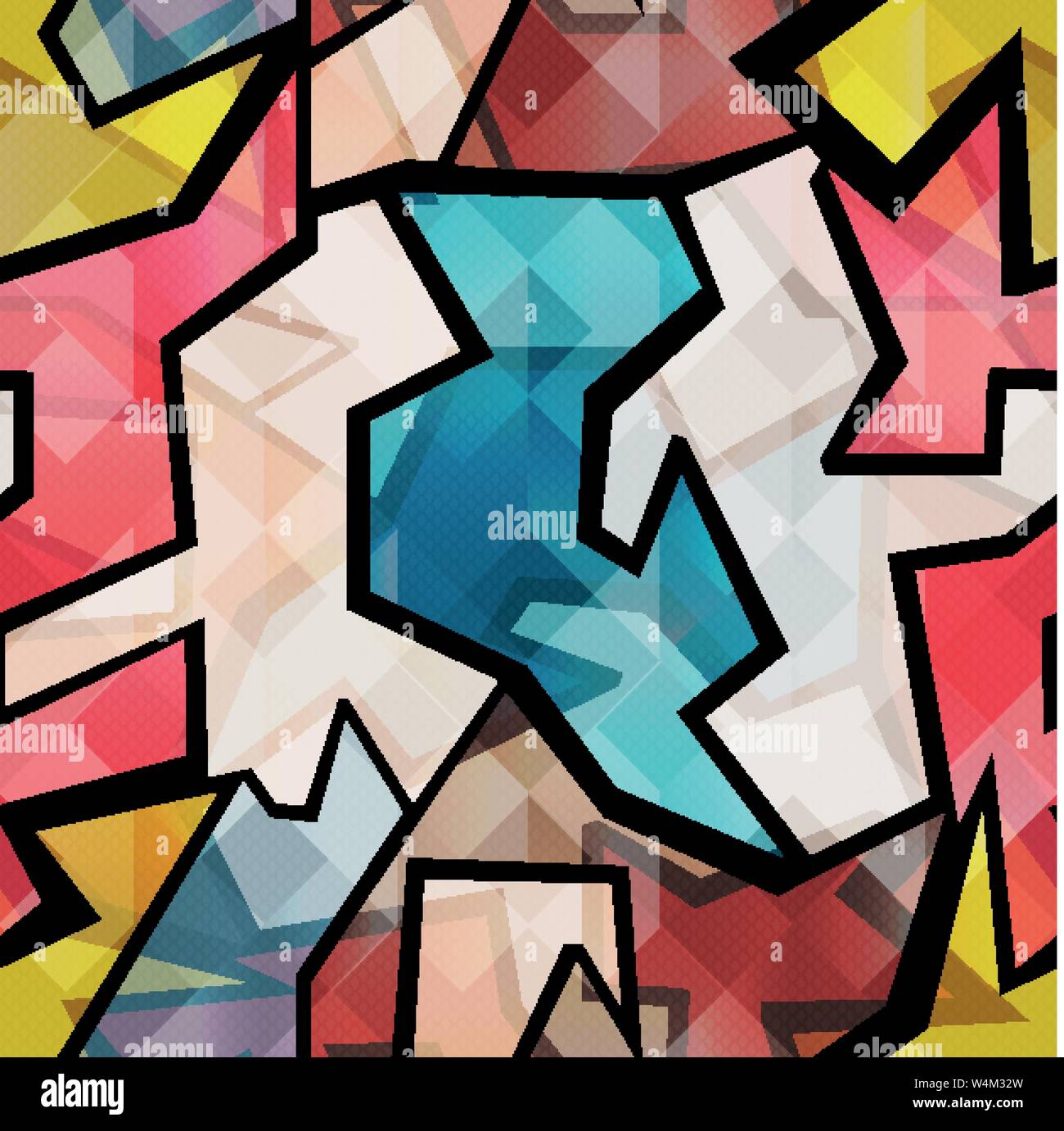 bright graffiti geometric seamless pattern grunge effect Stock Vector