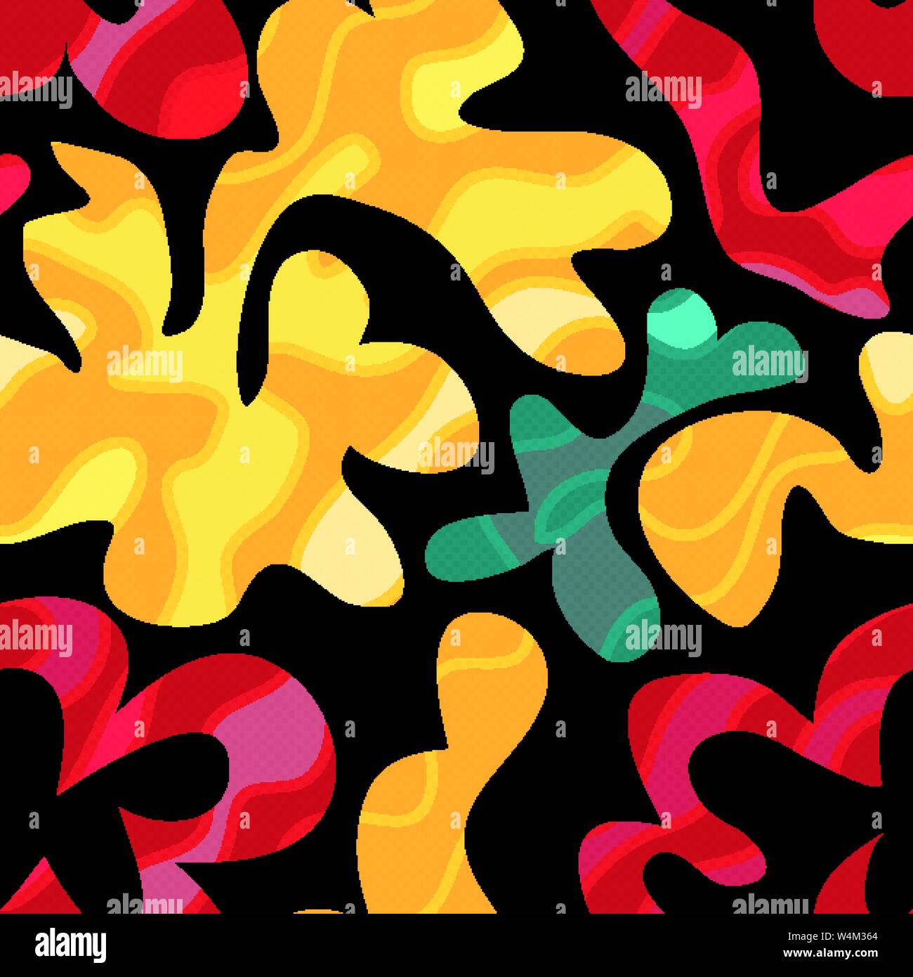 objects abstract graffiti on a black background seamless pattern Stock Vector
