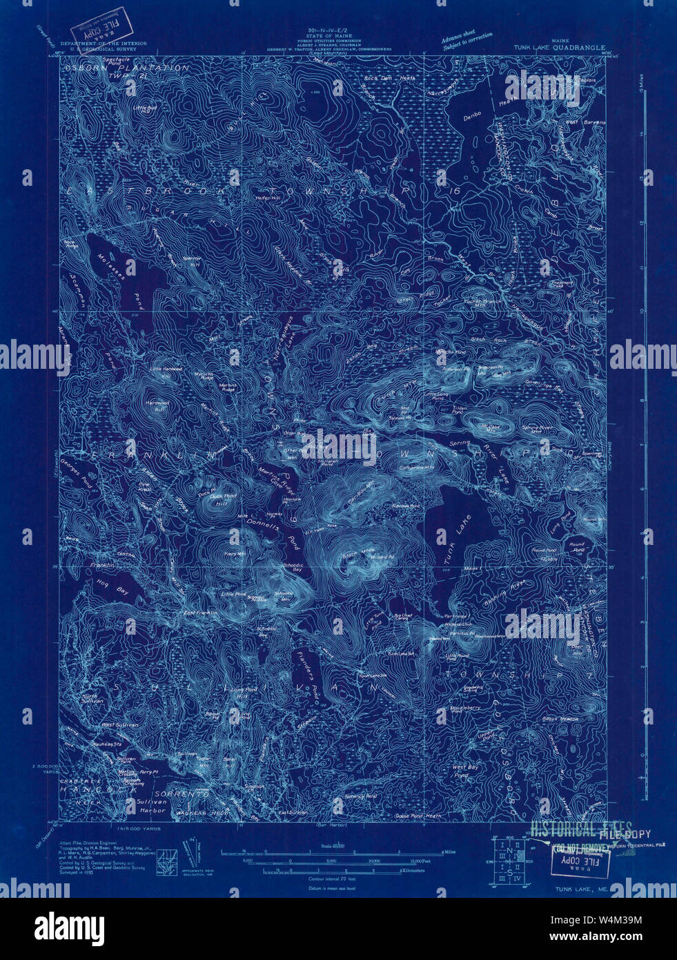 Maine USGS Historical Map Tunk Lake 807706 1930 48000 Inversion Restoration Stock Photo Alamy