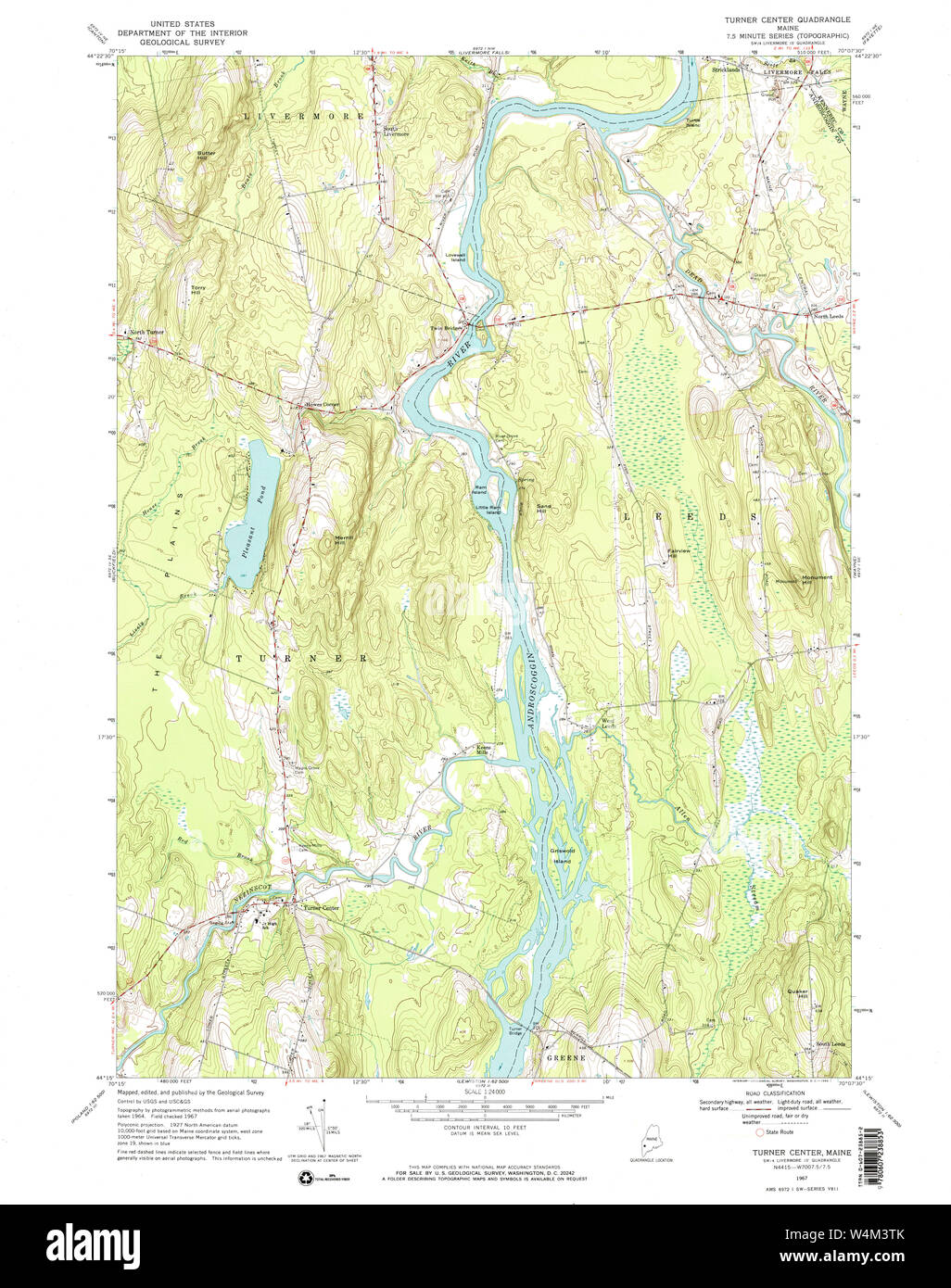 Maine USGS Historical Map Turner Center 103046 1967 24000 Restoration