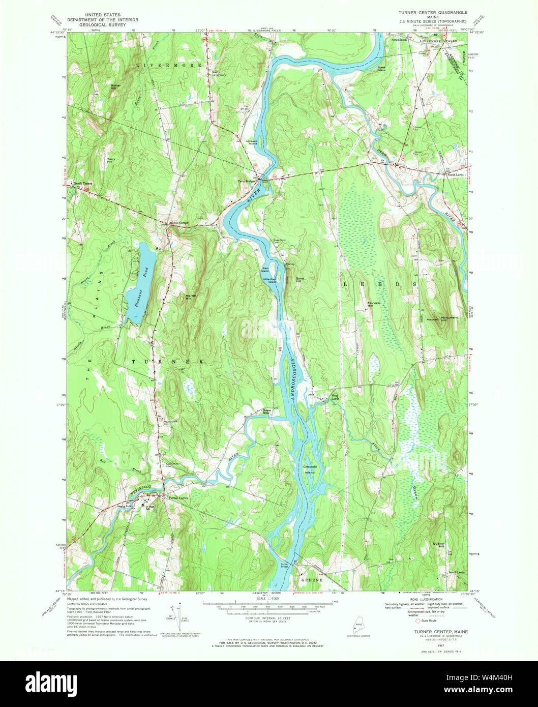 Maine USGS Historical Map Turner Center 460973 1967 24000 Restoration Stock Photo Alamy