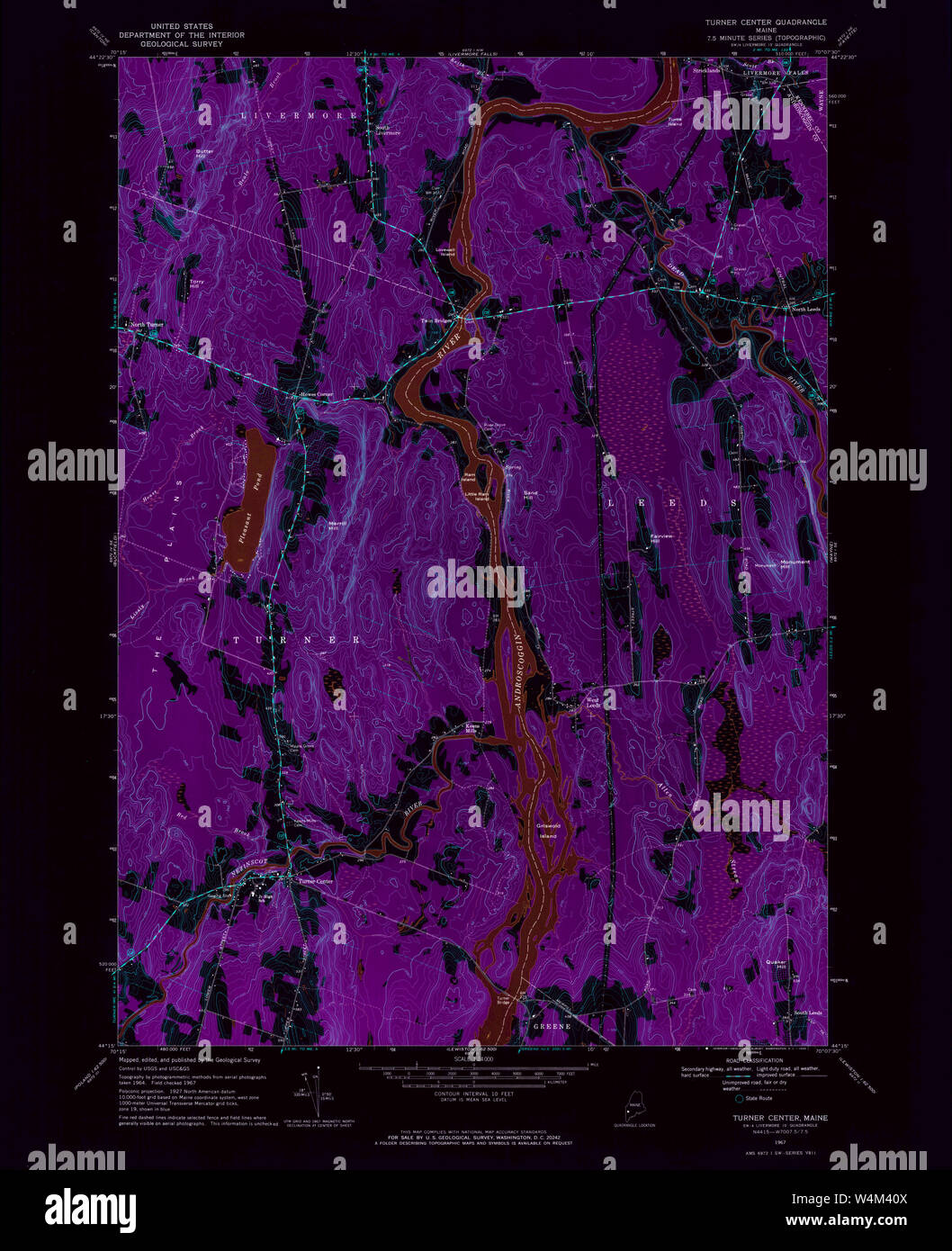 Maine USGS Historical Map Turner Center 460973 1967 24000 Inversion