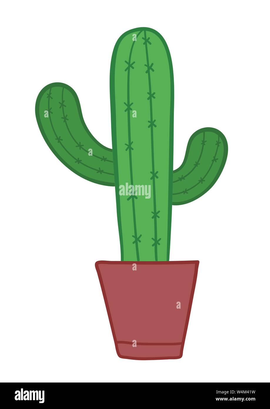 Vector hand-drawn illustration of cactus in flowerpot. Colored outlines and  colored Stock Vector Image & Art - Alamy