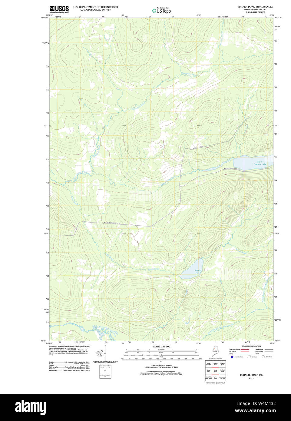Maine USGS Historical Map Turner Pond 20110906 TM Restoration Stock