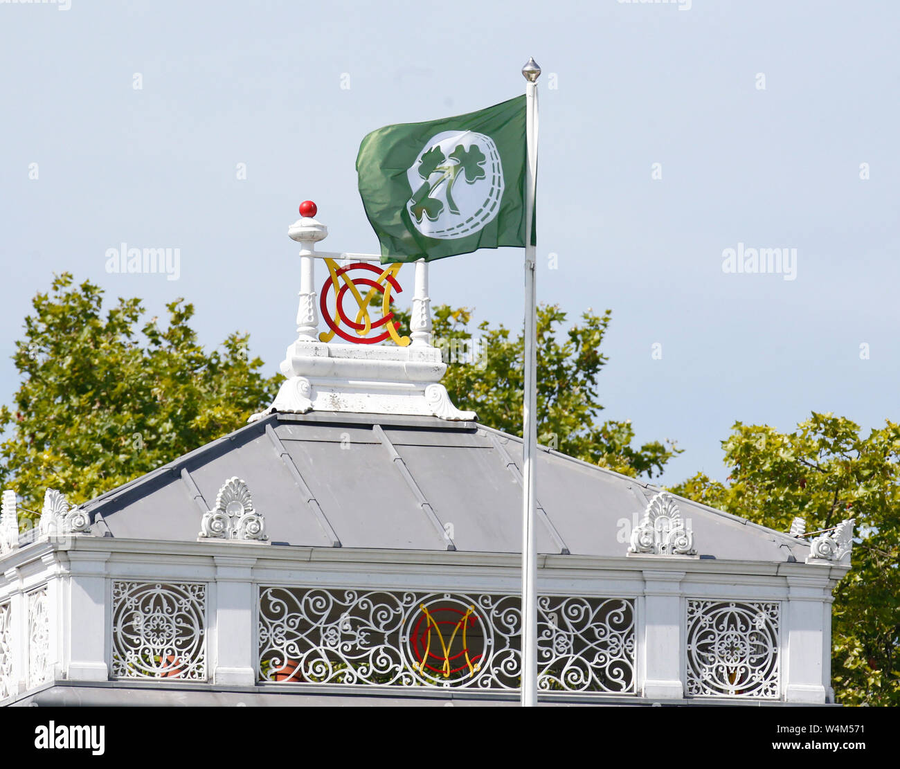 London, UK. 24th July, 2019. LONDON, ENGLAND. JULY 24: Irish Flag blowing at Lord's during 