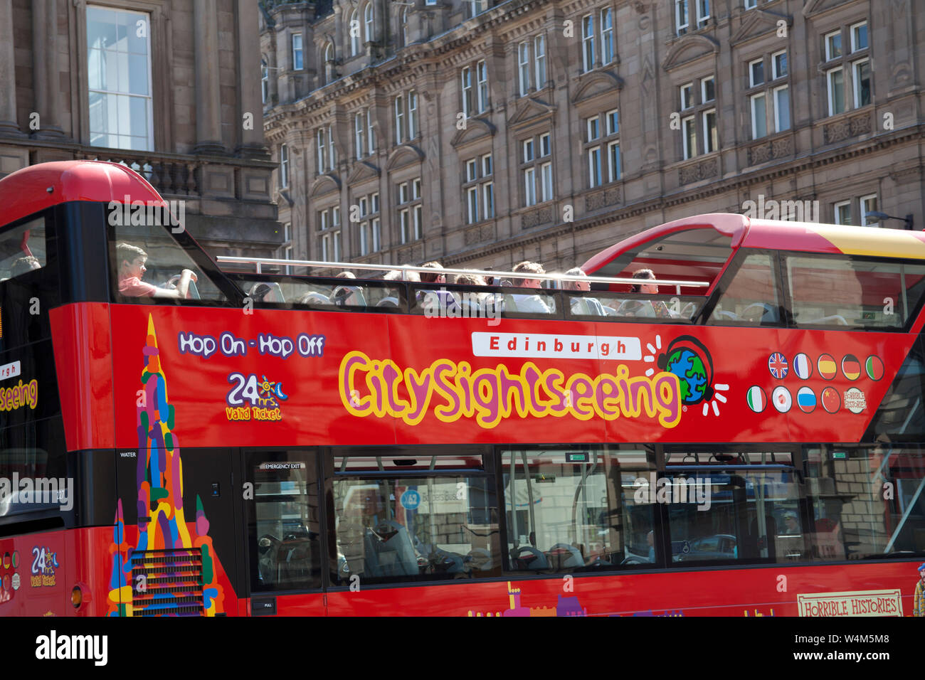 Edinburgh city sightseeing tour bus, Scotland, UK Stock Photo