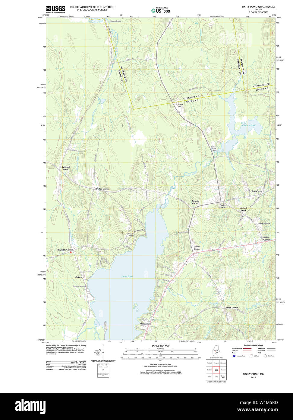 Maine USGS Historical Map Unity Pond 20110906 TM Restoration Stock