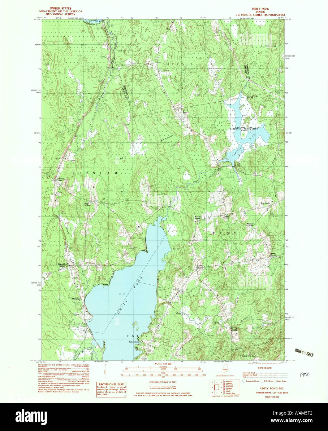 Maine USGS Historical Map Unity Pond 460978 1982 24000 Restoration