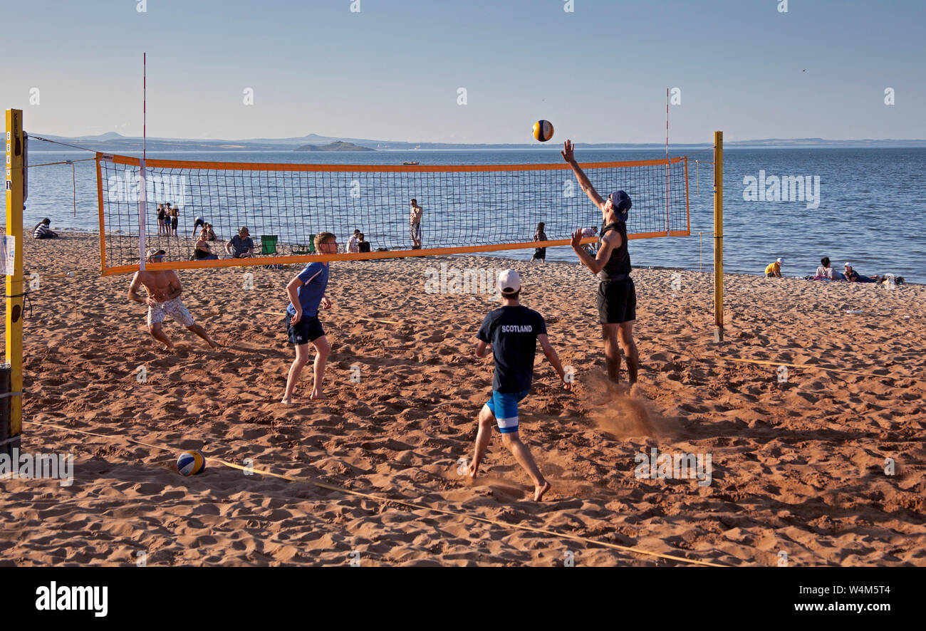 Portobello Beach, evening beach volleyball, Edinburgh, Scotland, UK Stock Photo