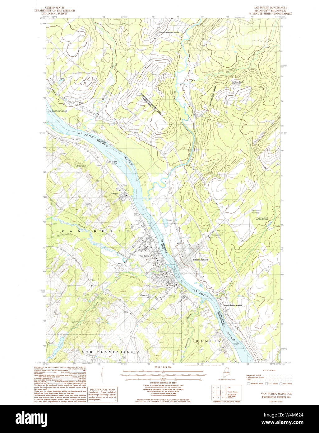Maine USGS Historical Map Van Buren 103061 1986 24000 Restoration Stock