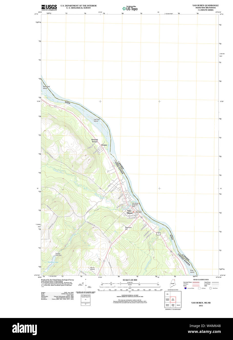 Maine USGS Historical Map Van Buren 20110825 TM Restoration Stock Photo
