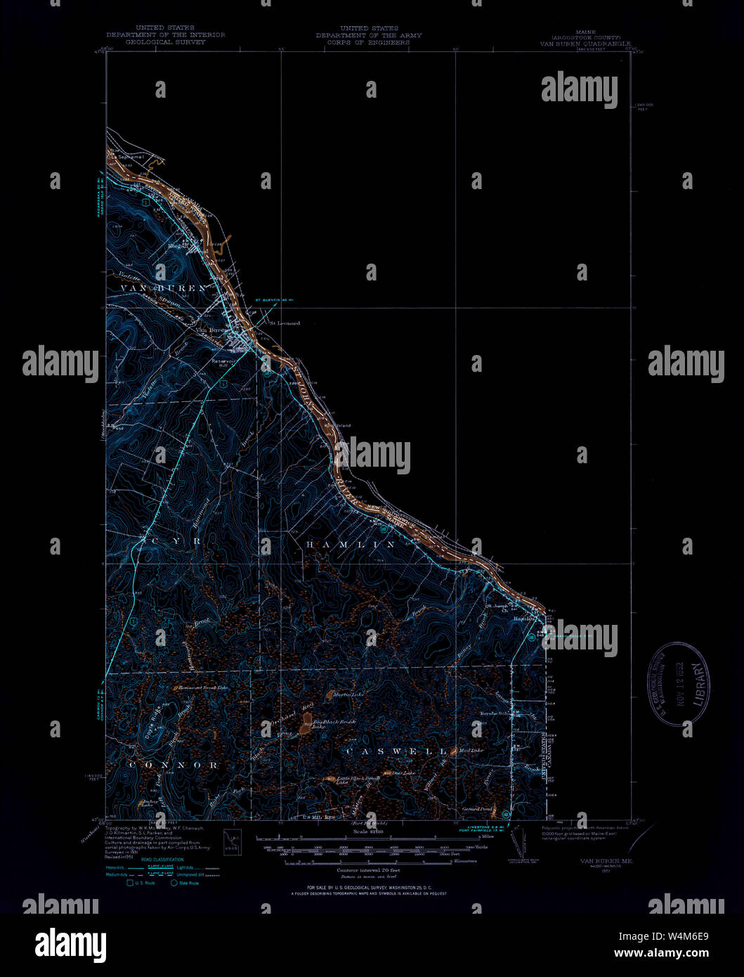 Maine USGS Historical Map Van Buren 460983 1951 62500 Inversion