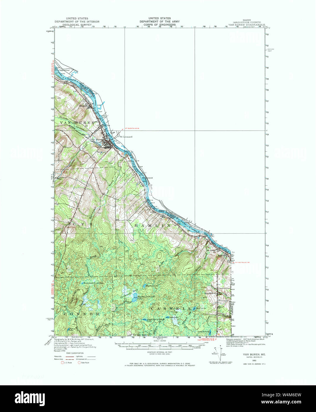 Maine USGS Historical Map Van Buren 460984 1951 62500 Restoration Stock