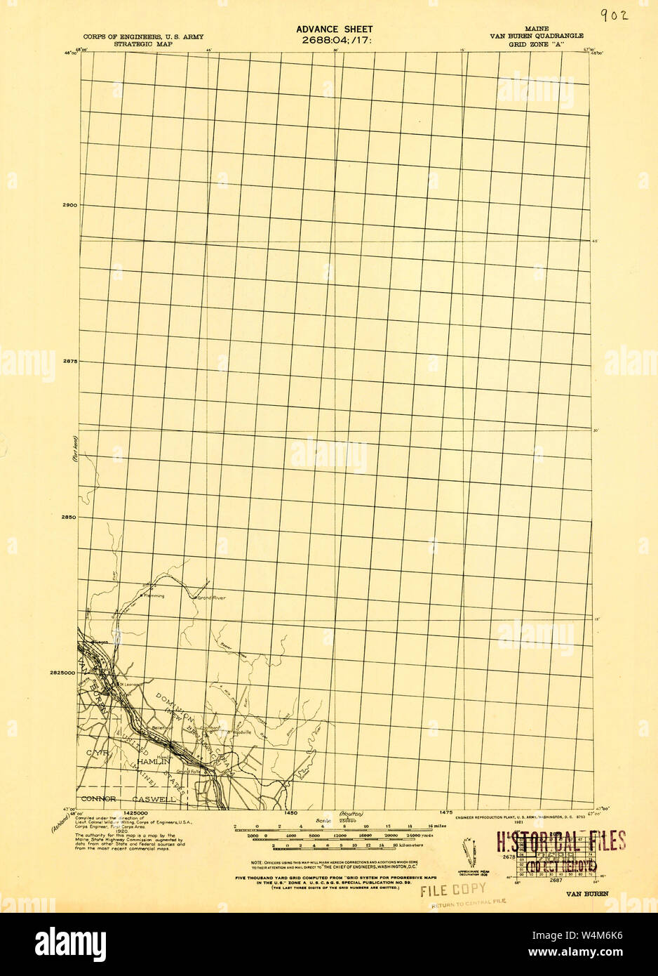 Maine USGS Historical Map Van Buren 807709 1921 250000 Restoration Stock Photo - Alamy