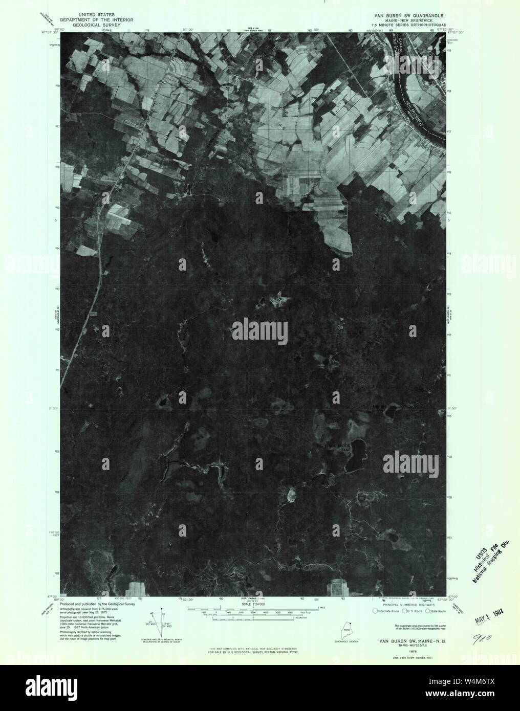Maine USGS Historical Map Van Buren SW 807254 1975 24000 Restoration Stock Photo - Alamy