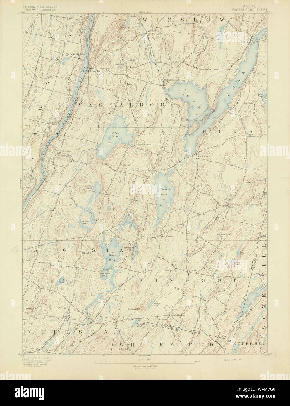 Maine USGS Historical Map Vassalboro 306826 1893 62500 Restoration