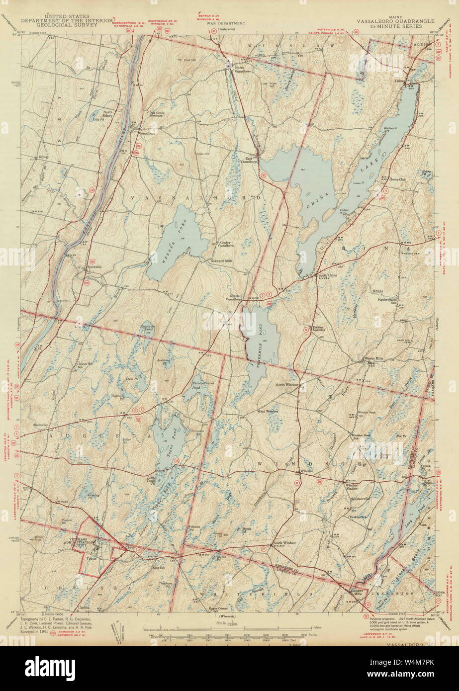 Maine USGS Historical Map Vassalboro 306828 1943 62500 Restoration