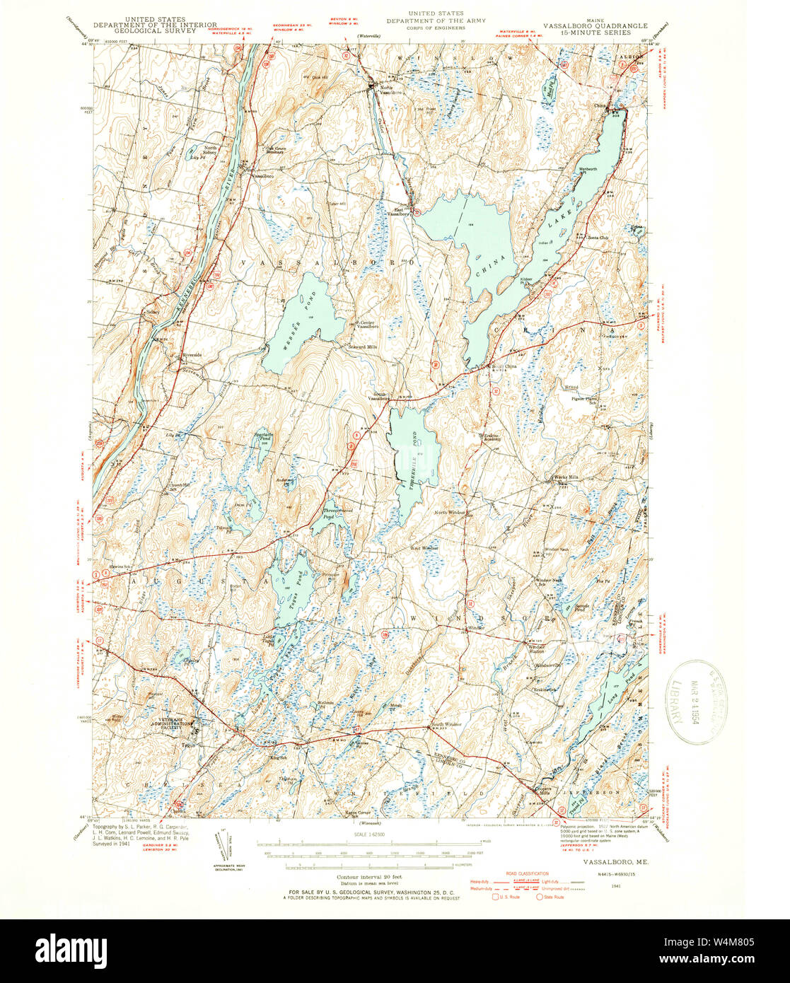 Maine USGS Historical Map Vassalboro 460991 1941 62500 Restoration
