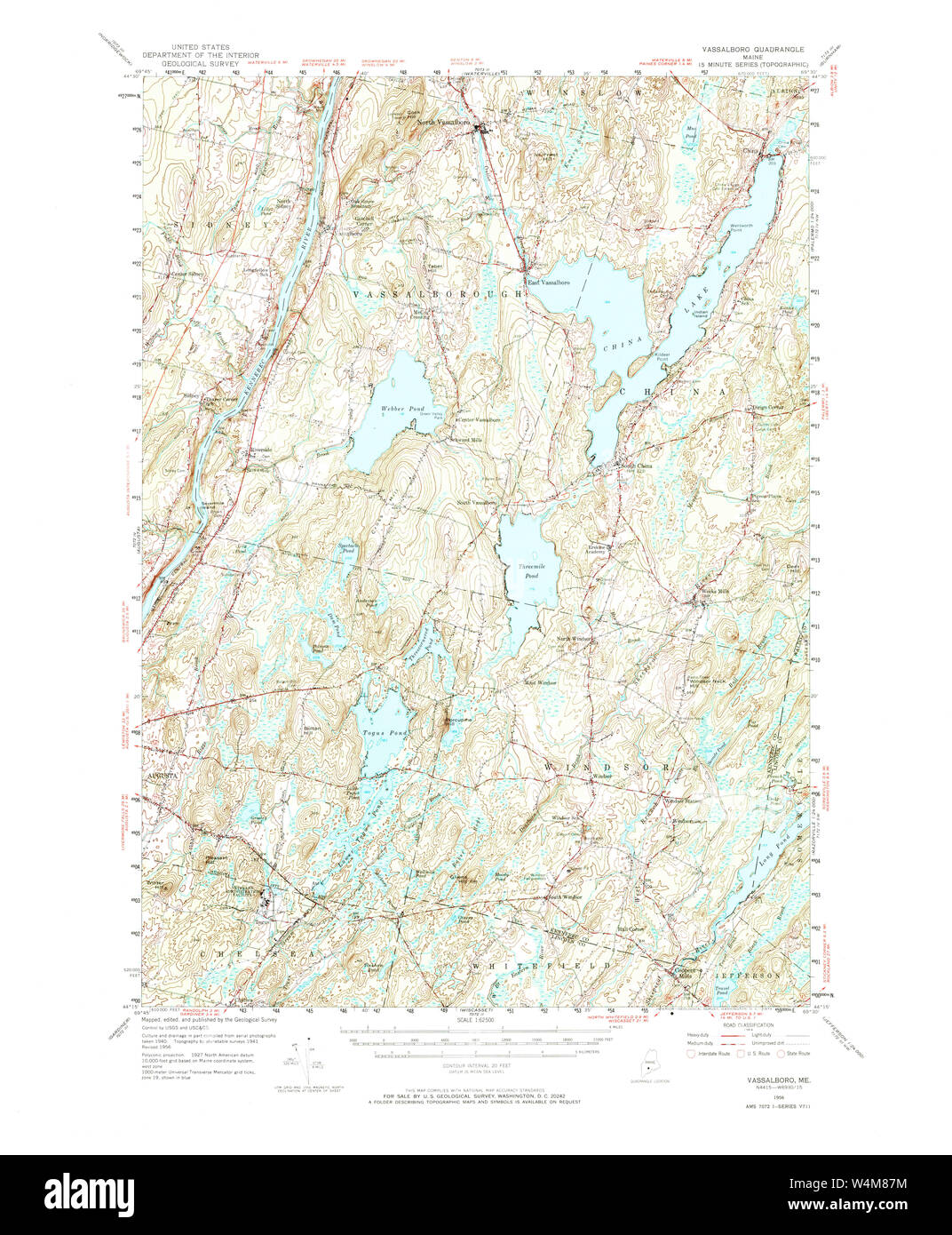 Maine USGS Historical Map Vassalboro 460993 1956 62500 Restoration