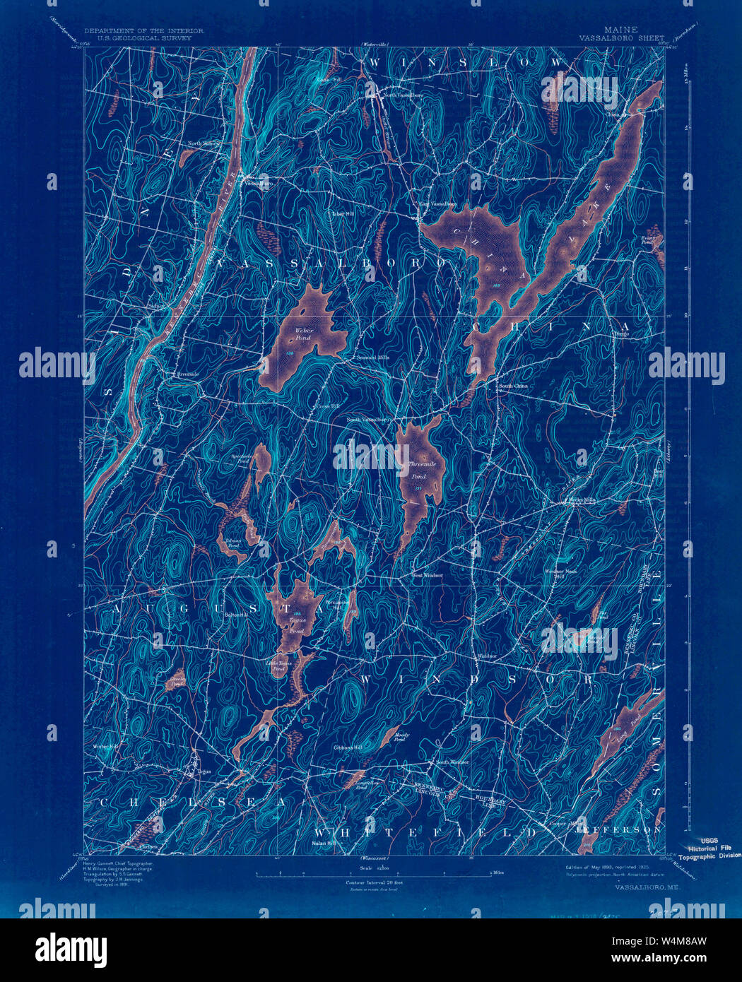 Maine USGS Historical Map Vassalboro 807713 1893 62500 Inversion
