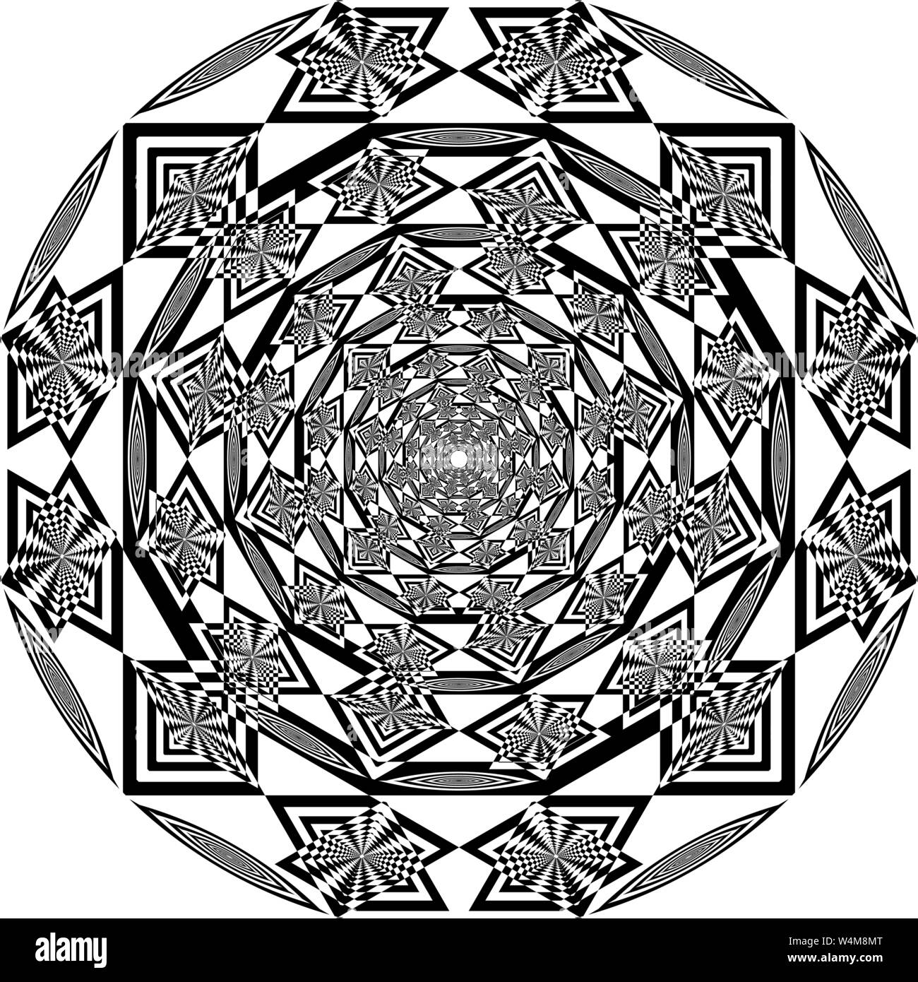 Clock dial circular honeycomb arabesque satelite  inspired strukture abstract cut art deco illustration on transparent background Stock Vector