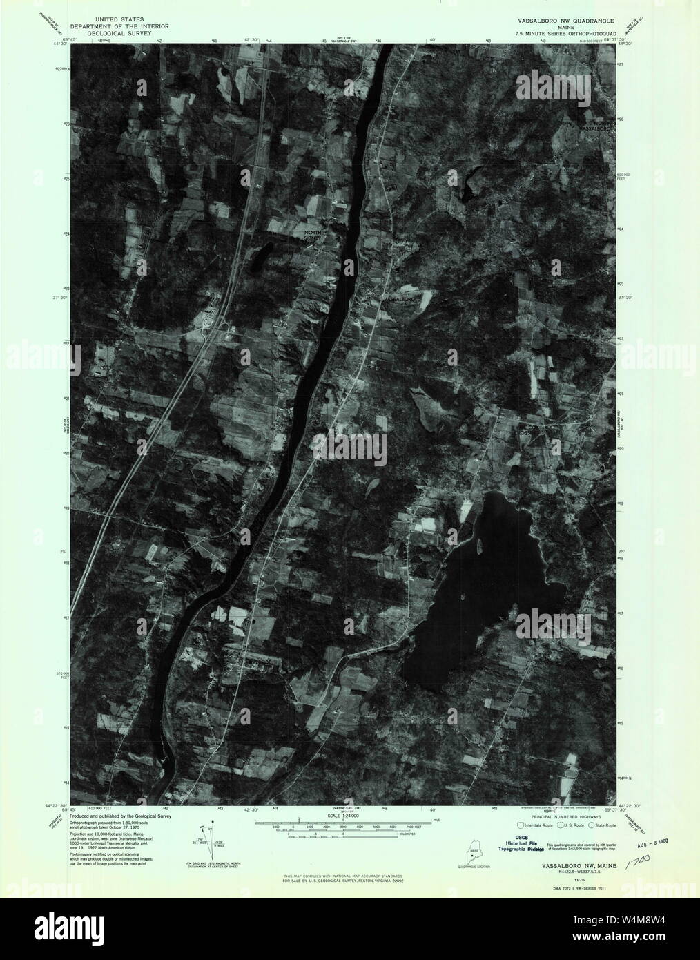 Maine USGS Historical Map Vassalboro NW 807257 1975 24000 Restoration