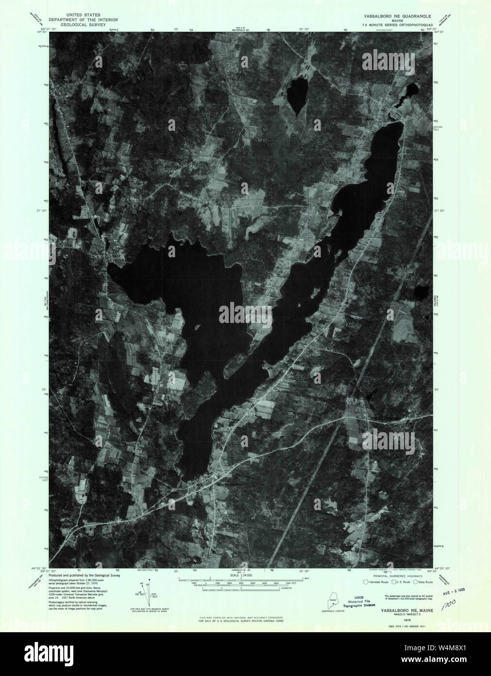 Maine USGS Historical Map Vassalboro NE 807256 1975 24000 Restoration