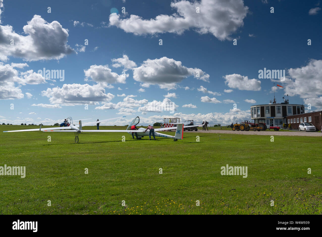 Gliders ready to take off at Yorkshire Gliding Club, Roulston Scar, Sutton Bank, Thirsk, North