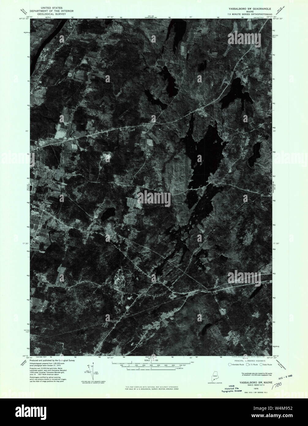 Maine USGS Historical Map Vassalboro SW 807259 1975 24000 Restoration