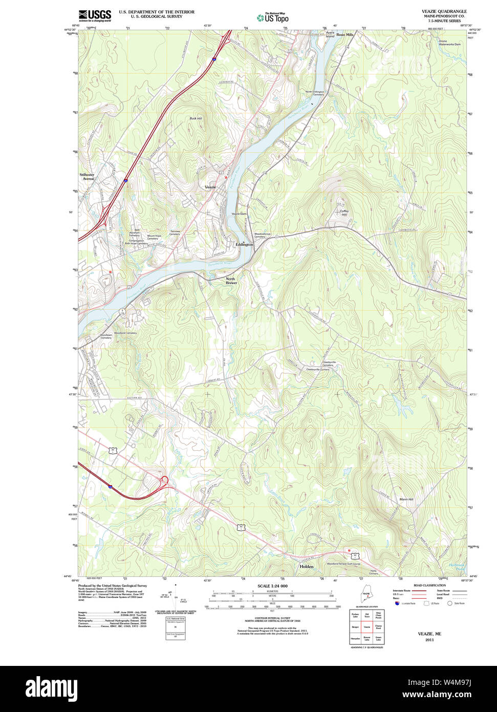 Maine USGS Historical Map Veazie 20110909 TM Restoration Stock Photo