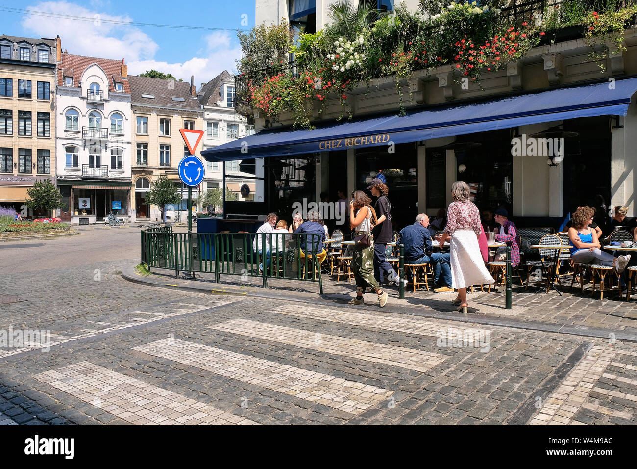 Restaurant Chez Richard, Rue de Minimes,  in the district Sablon, Brussels. Stock Photo