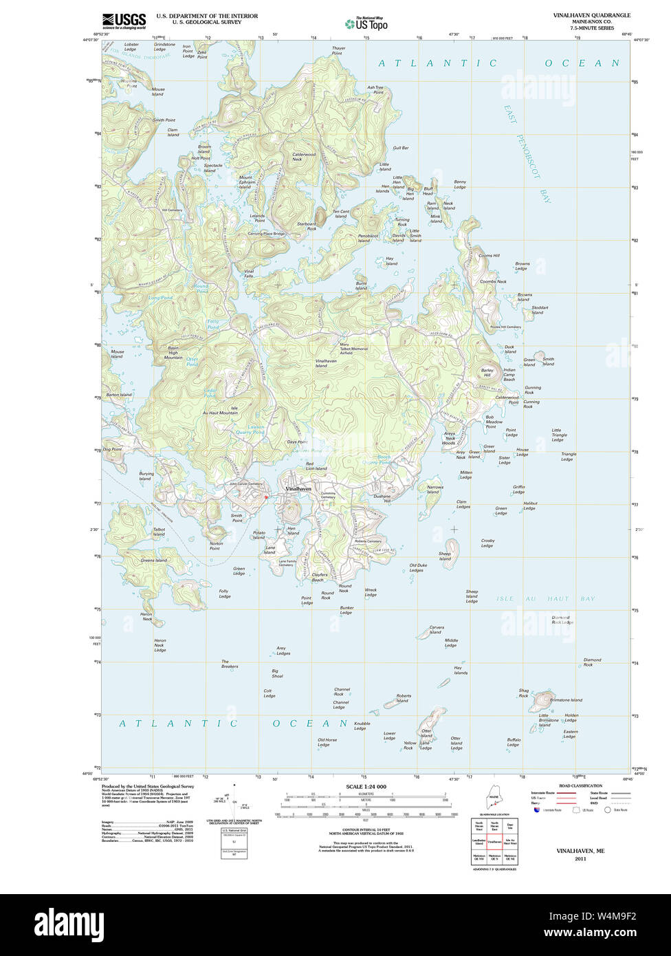 Maine USGS Historical Map Vinalhaven 20110919 TM Restoration Stock Photo