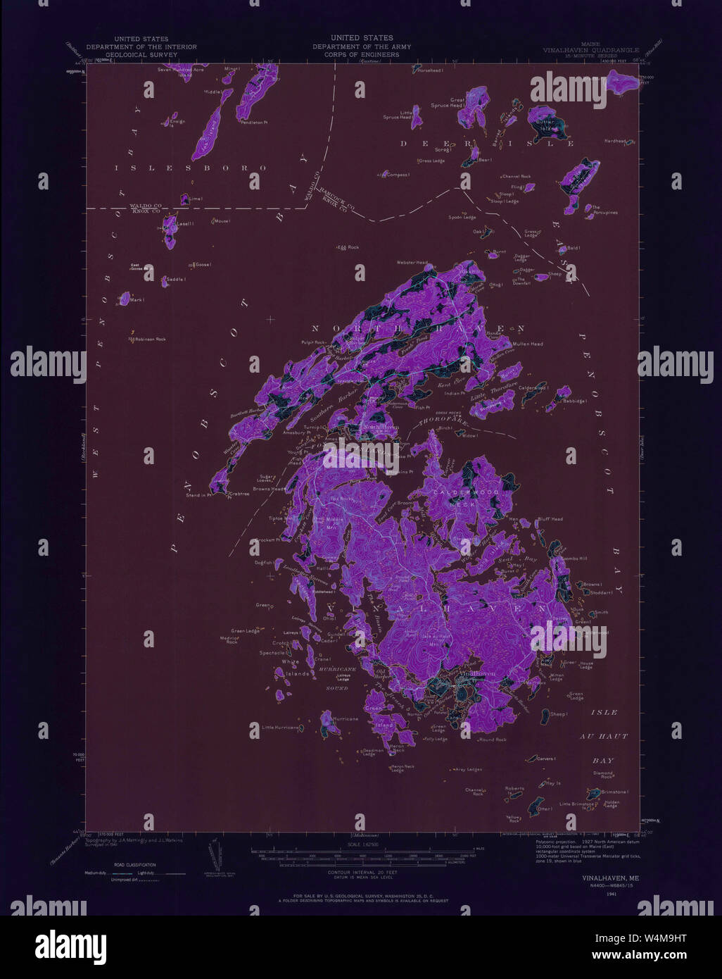 Maine USGS Historical Map Vinalhaven 306830 1941 62500 Inversion