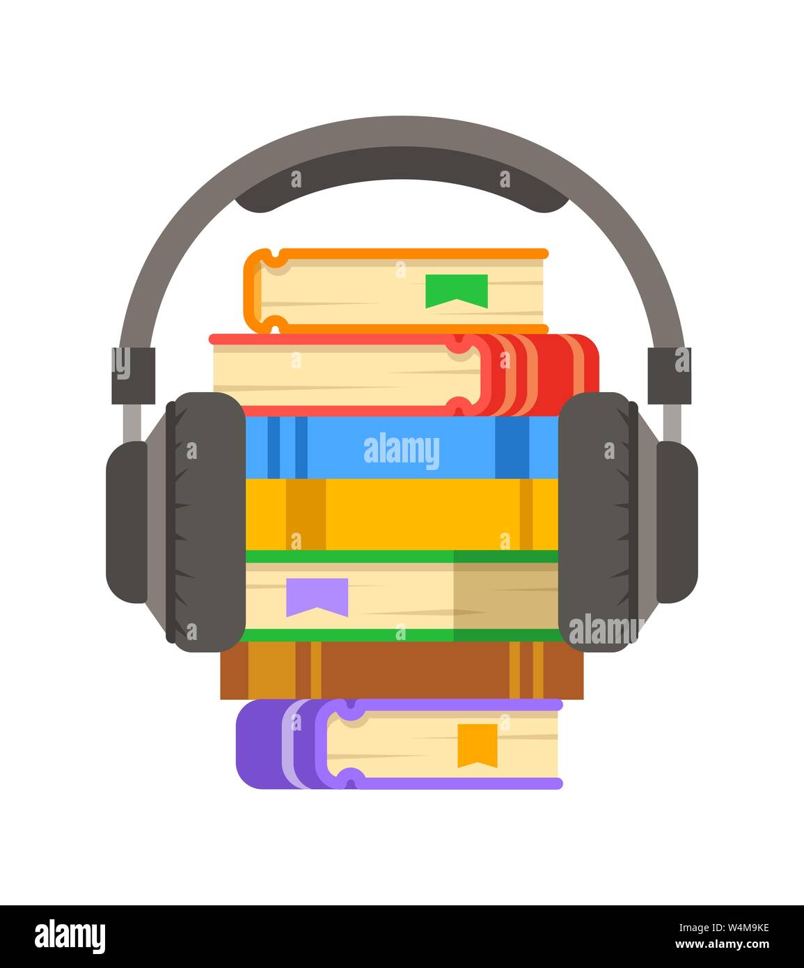Audio book concept. Online library archive vector flat illustration ...