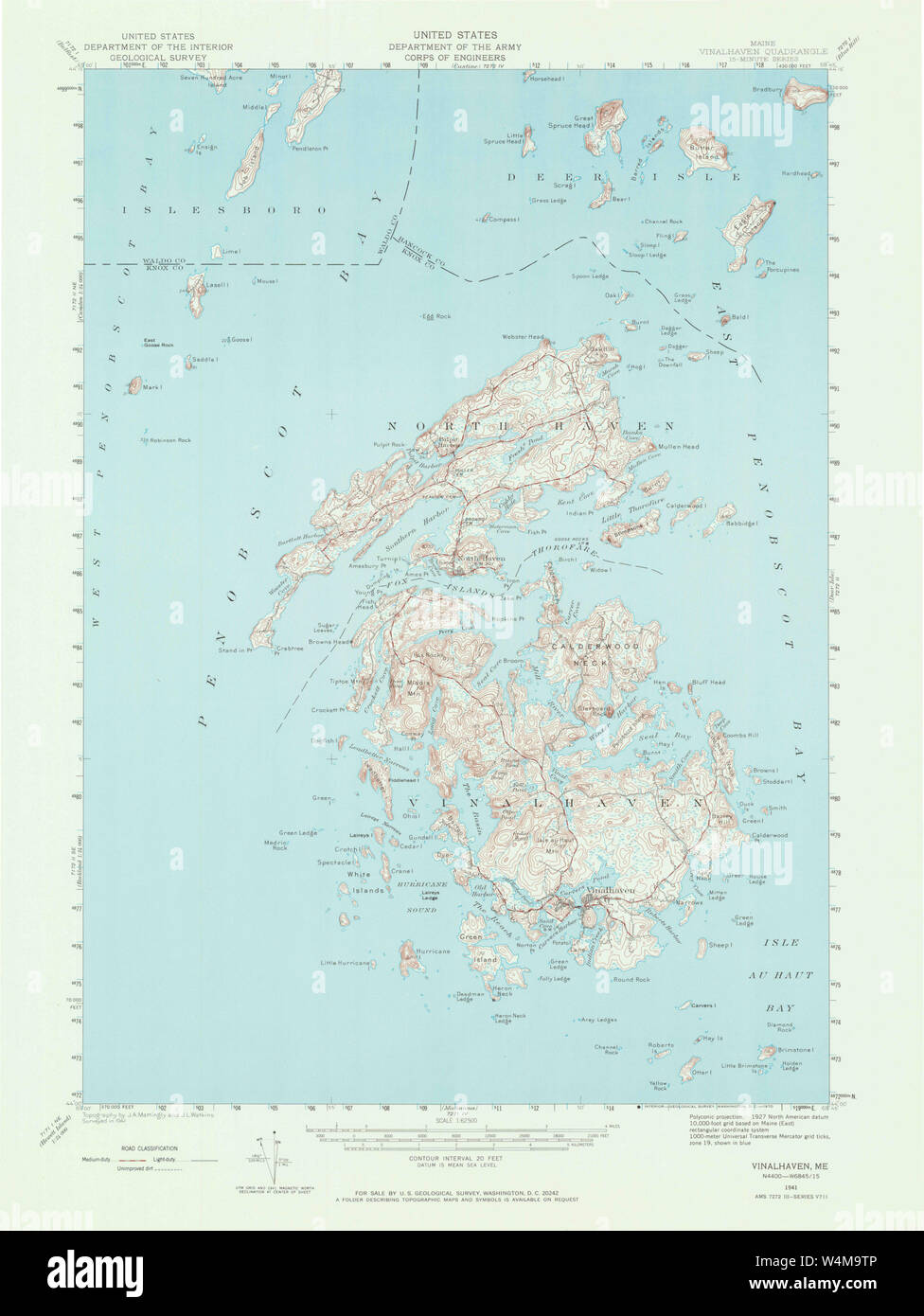 Maine USGS Historical Map Vinalhaven 306832 1941 62500 Restoration