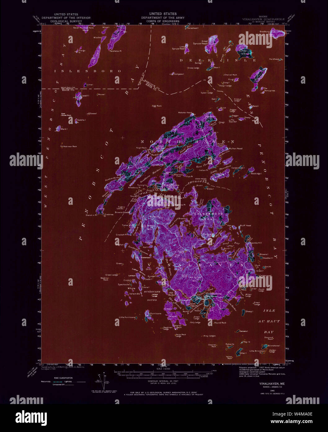 Maine USGS Historical Map Vinalhaven 460997 1941 62500 Inversion