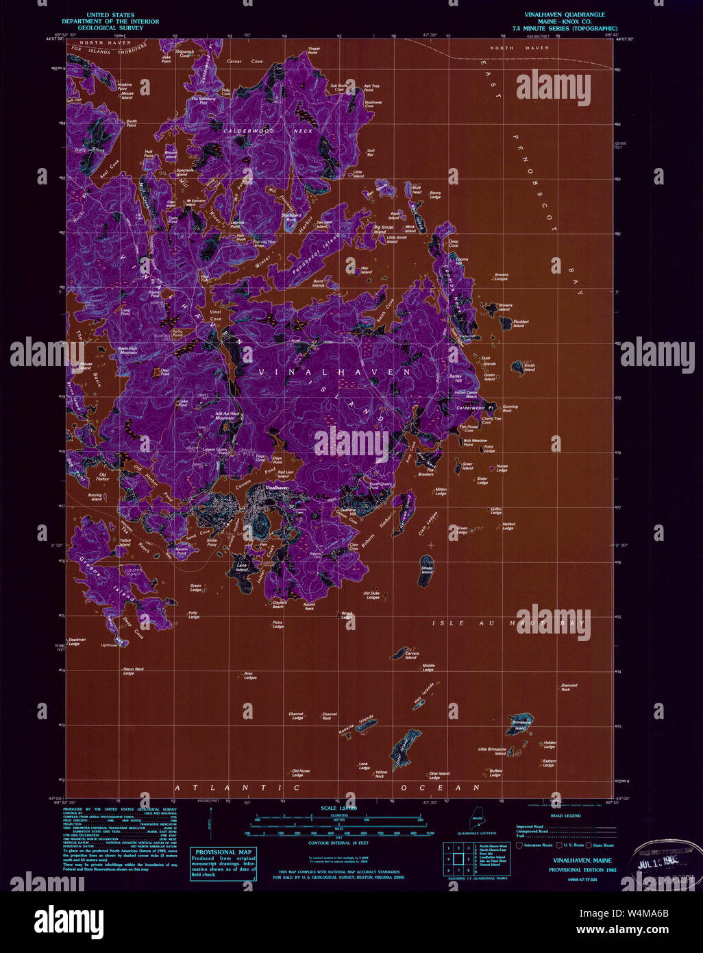 Maine USGS Historical Map Vinalhaven 807260 1982 24000 Inversion