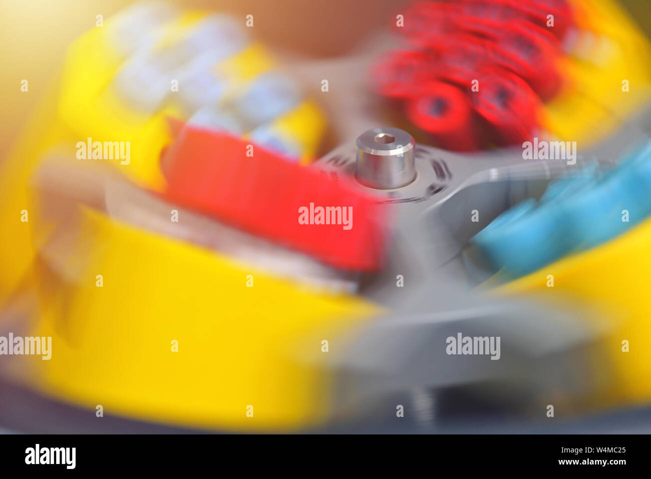 Tubes of blood sample for testing in a spin. Medical equipment Stock
