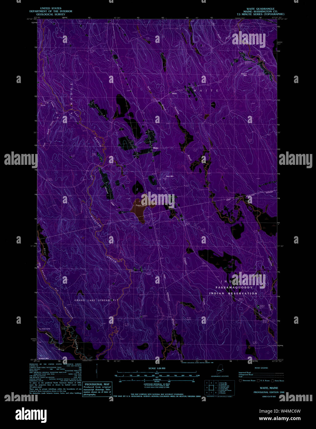 Maine USGS Historical Map Waite 103069 1988 24000 Inversion Restoration