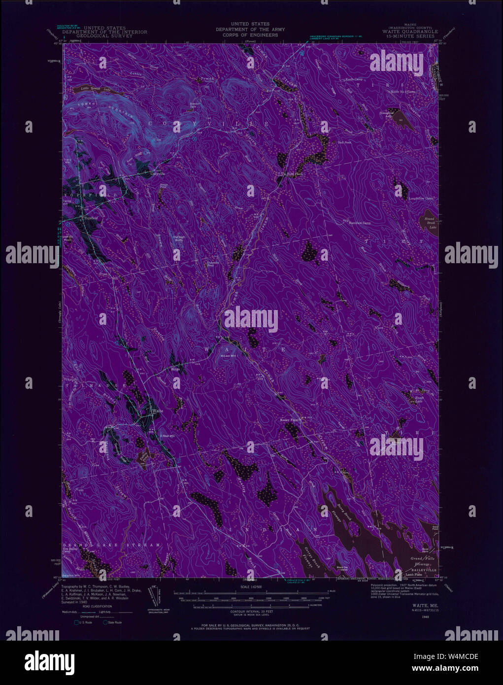 Maine USGS Historical Map Waite 306836 1940 62500 Inversion Restoration