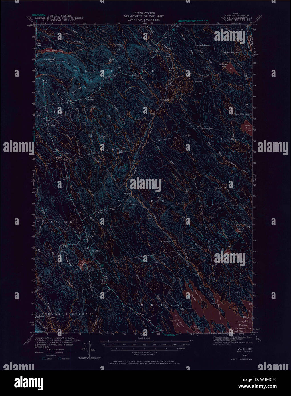 Maine USGS Historical Map Waite 306838 1940 62500 Inversion Restoration