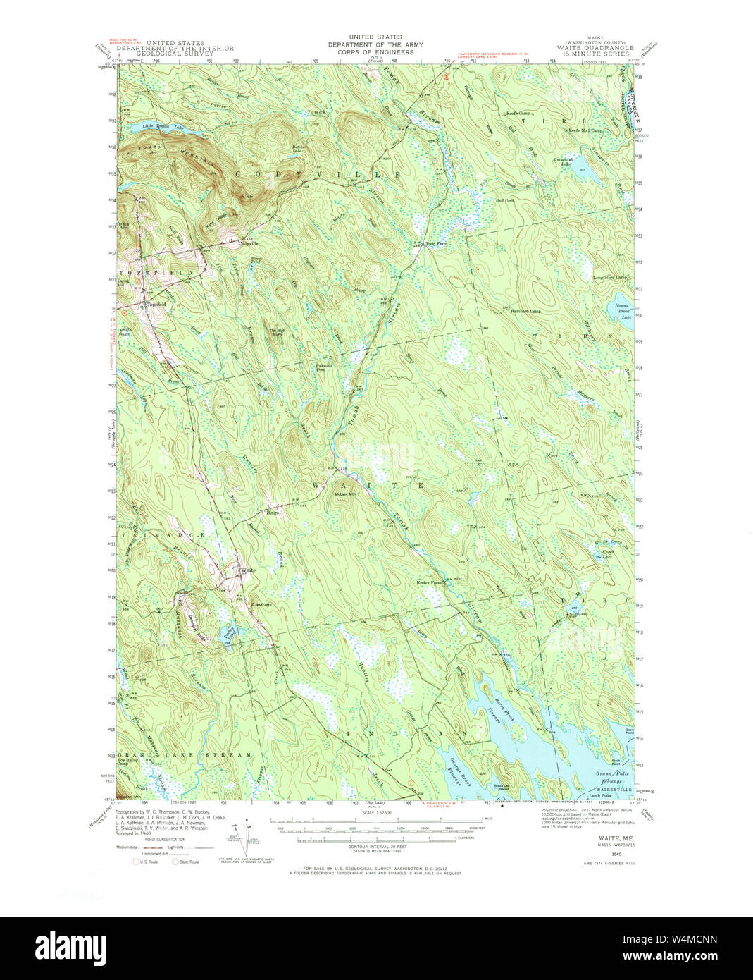 Maine USGS Historical Map Waite 461005 1940 62500 Restoration Stock