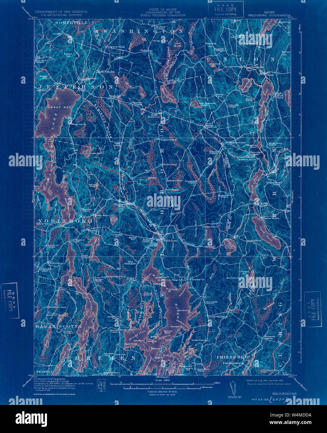 Maine Usgs Historical Map Waldoboro 807722 1915 62500 Inversion 