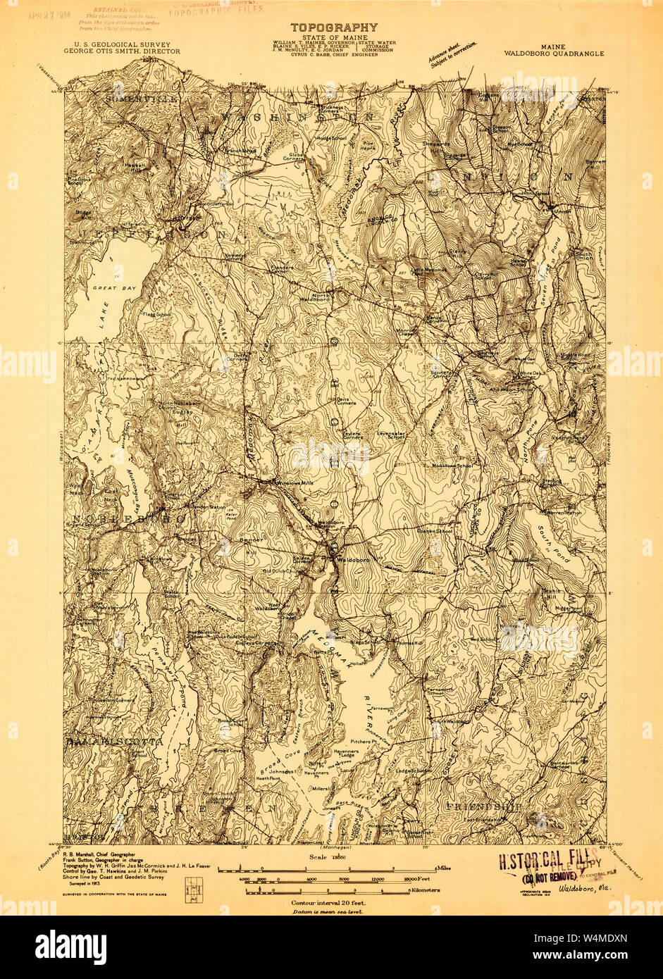Maine USGS Historical Map Waldoboro 807724 1913 48000 Restoration Stock