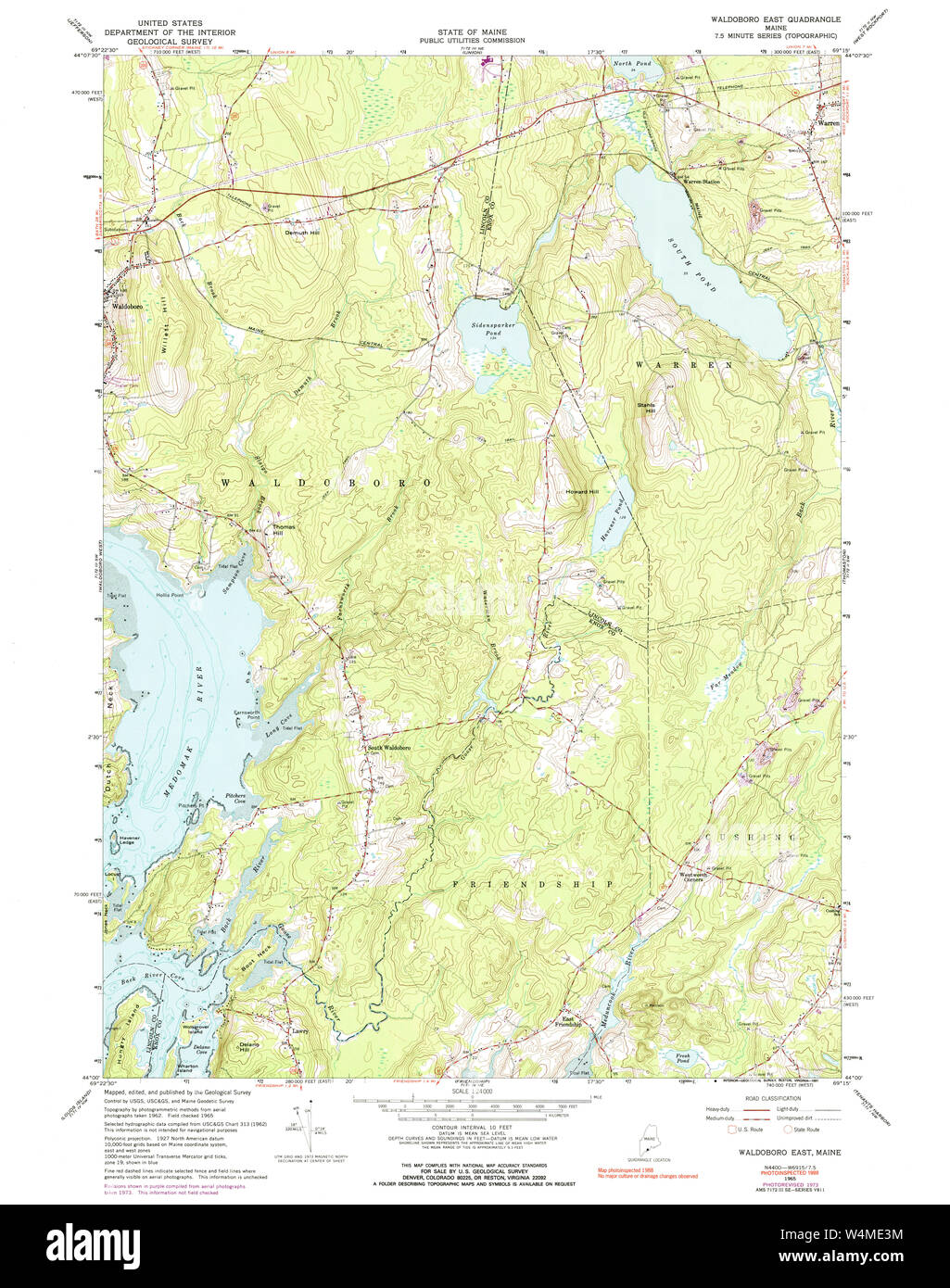 Maine USGS Historical Map Waldoboro East 103070 1965 24000 Restoration
