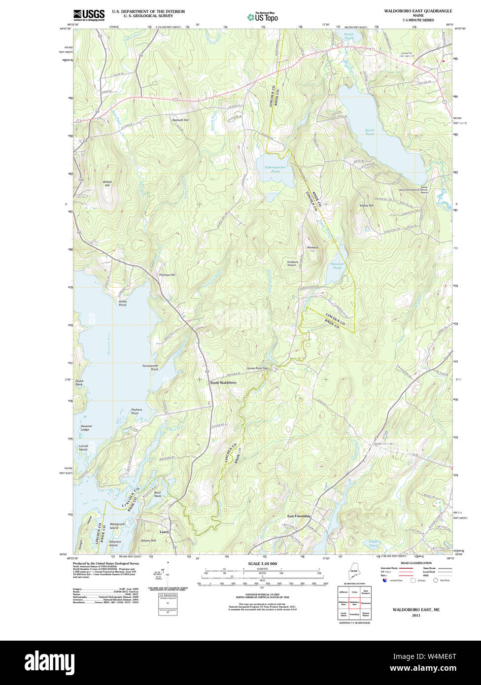 Maine USGS Historical Map Waldoboro East 20110906 TM Restoration Stock