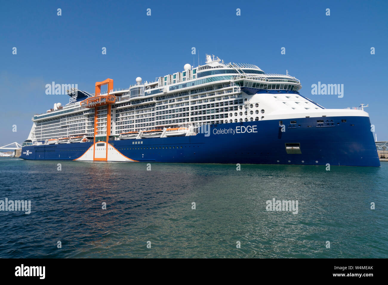 Departure of the Celebrity Edge cruise from the port of Barcelona. Stock Photo